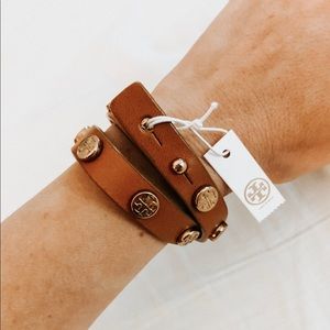 Tory Burch Logo Stud Double Wrap Bracelet